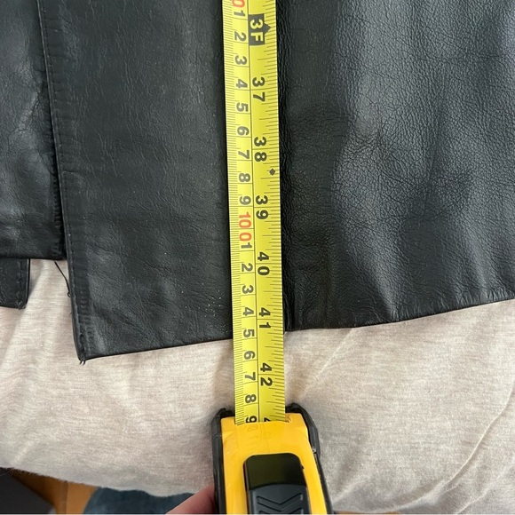 Charles Klein Long 100% Leather Black Vintage Trench Coat Size S - Picture 3 of 6